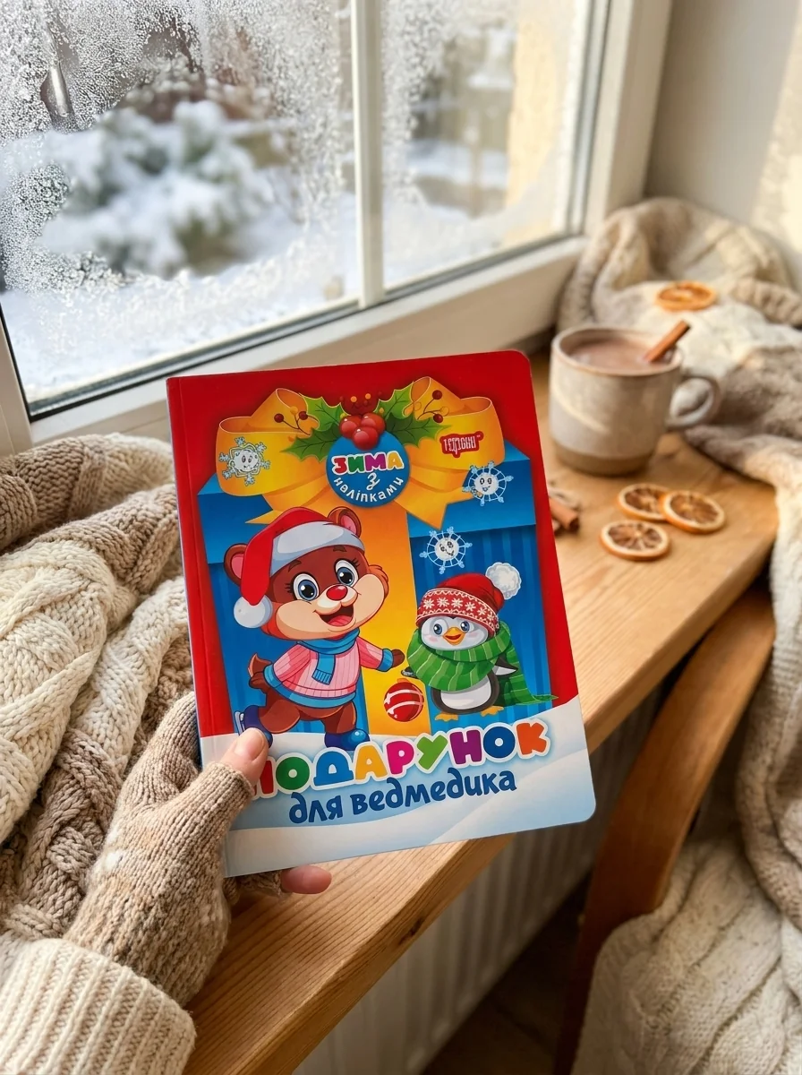 Зима з наліпками. Подарунок для ведмедика — Оксана Алліна, обкладинка