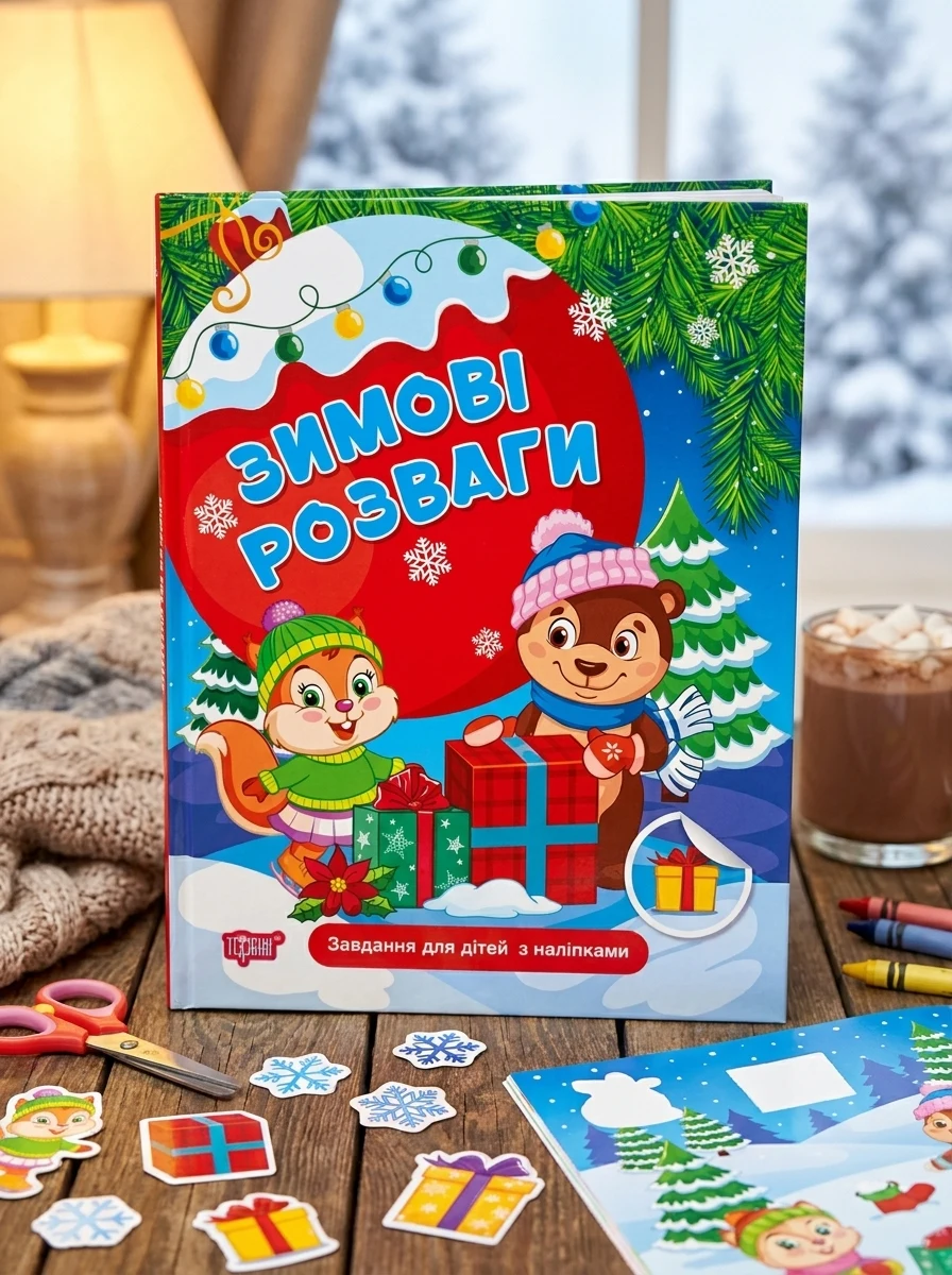 Зимові розваги. Завдання для дітей з наліпками. Книга 1 — фото 2