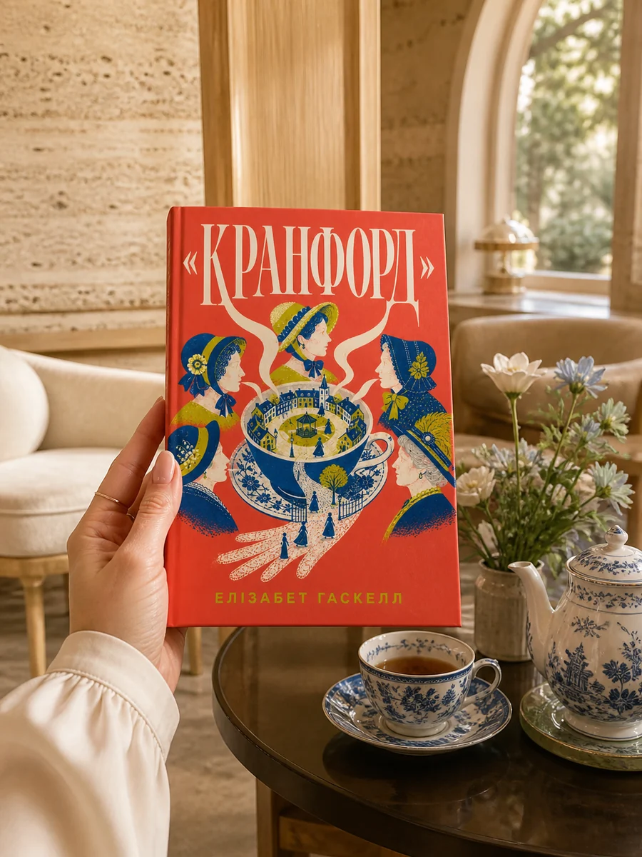 Кранфорд — книга в руці у преміальному дизайнерському інтер’єрі