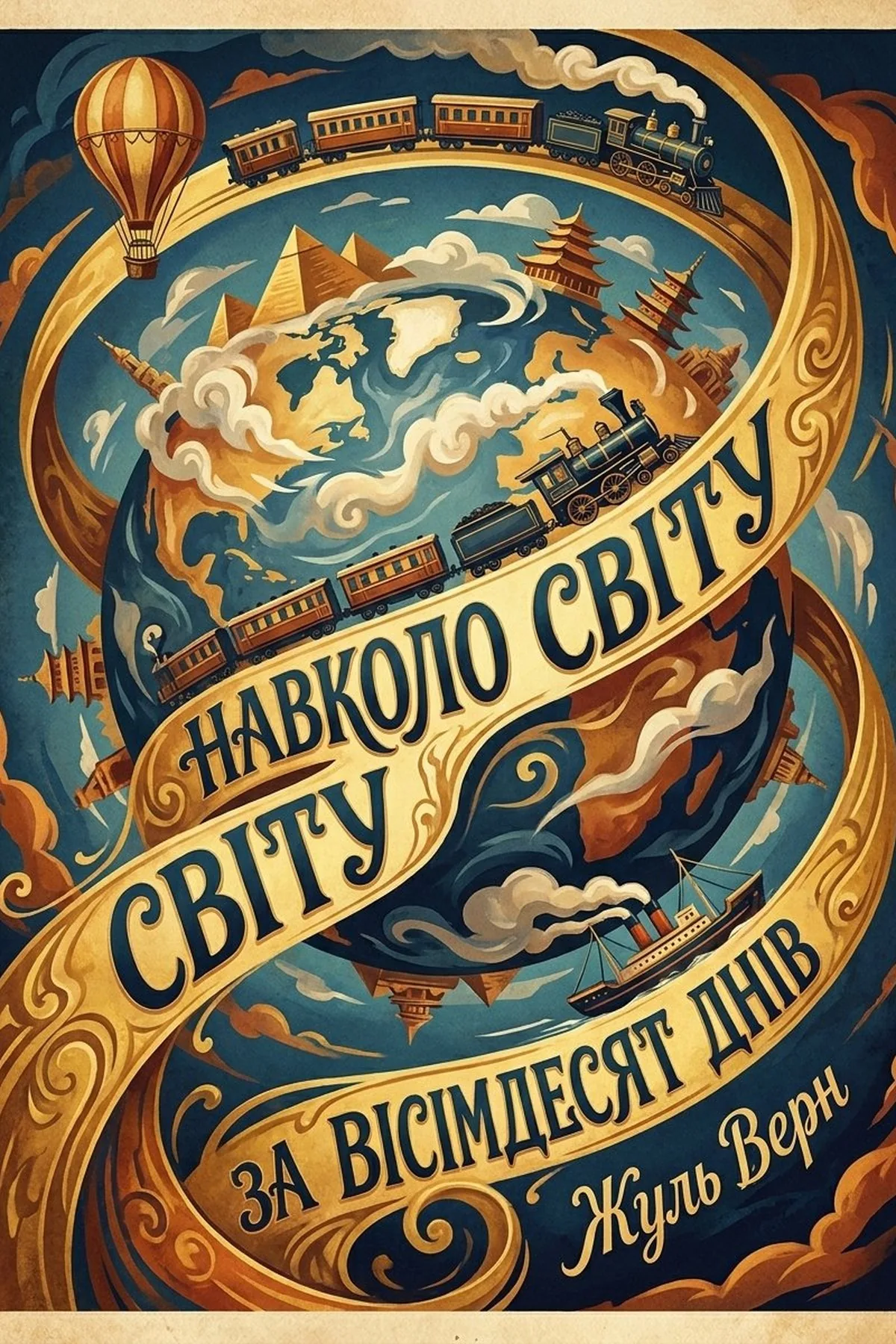 Навколо світу за вісімдесят днів — Жуль Верн, обкладинка